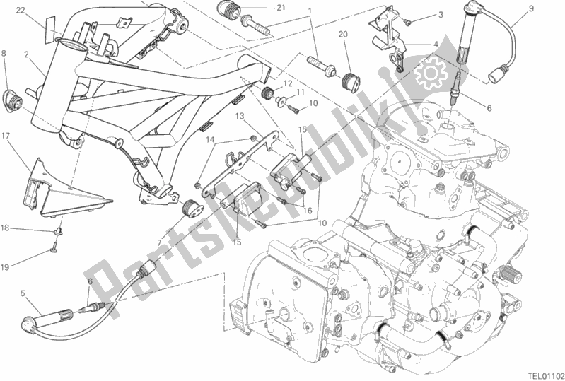 Tutte le parti per il Telaio del Ducati Monster 821 USA 2019